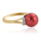 Pozlátený Strieborný Prsteň s Červená sladkovodná perlou a Bielym Topásom