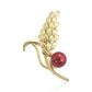 Pozlátený Strieborný Brošňa s Červená sladkovodná perlou