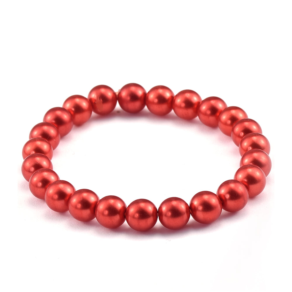 Pozlátené Strieborné Sada s Červená sladkovodná perlou ( Náhrdelník+Náušnice+Náramok ) 3 