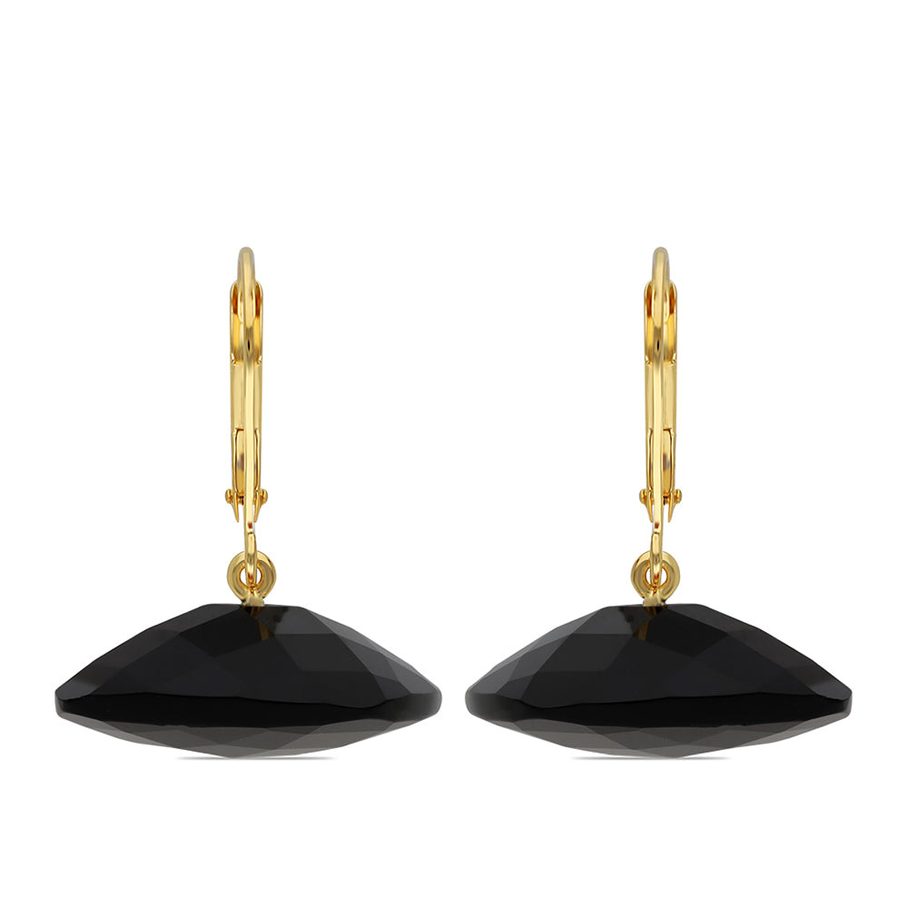 Pozlátené Strieborné Náušnice s Čiernym Ónyxom