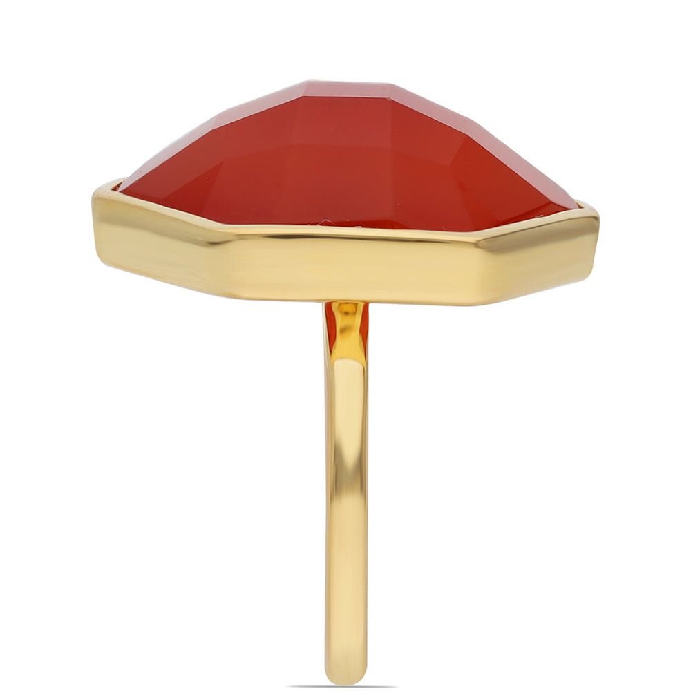 Pozlátený Strieborný Prsteň s Červeným Ónyxom 4 