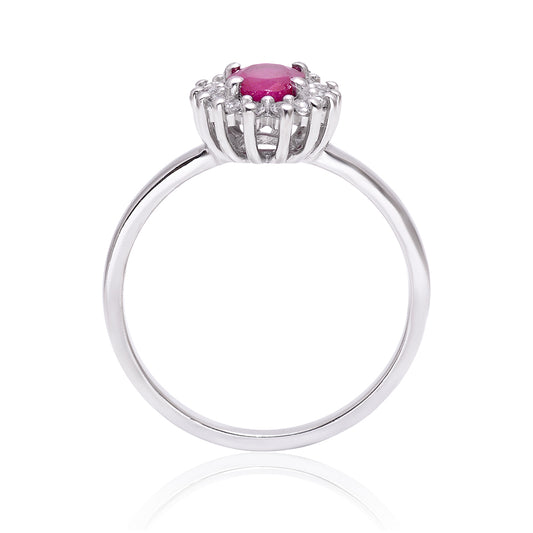 Strieborný Prsteň s Madagaskarským Rubínom a Bielym Topásom