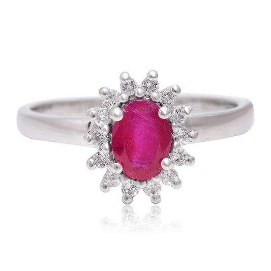 Strieborný Prsteň s Madagaskarským Rubínom a Bielym Topásom