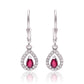 Strieborné Náušnice s Madagaskarským Rubínom a Bielym Topásom