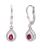 Strieborné Náušnice s Madagaskarským Rubínom a Bielym Topásom