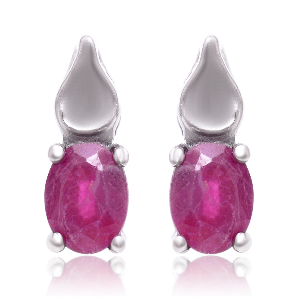 Strieborné Náušnice s Madagaskarským Rubínom 2 