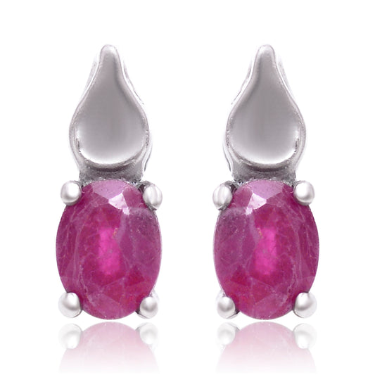 Strieborné Náušnice s Madagaskarským Rubínom