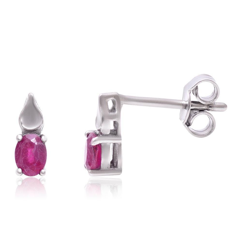 Strieborné Náušnice s Madagaskarským Rubínom 1 