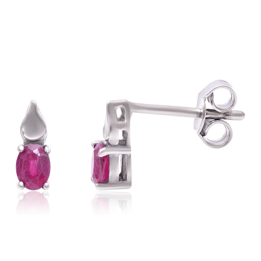 Strieborné Náušnice s Madagaskarským Rubínom