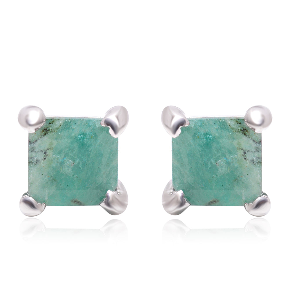 Strieborné Náušnice s Brazílskym Smaragdom