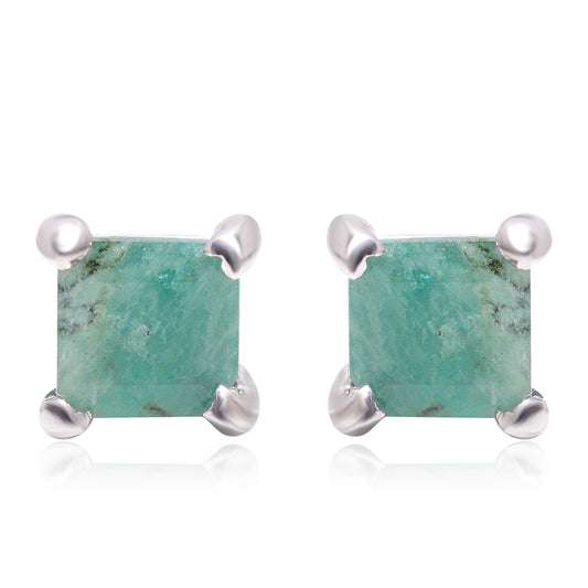 Strieborné Náušnice s Brazílskym Smaragdom