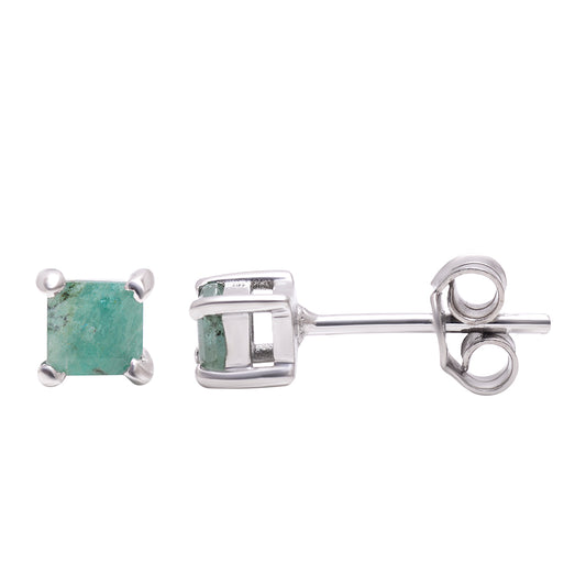 Strieborné Náušnice s Brazílskym Smaragdom