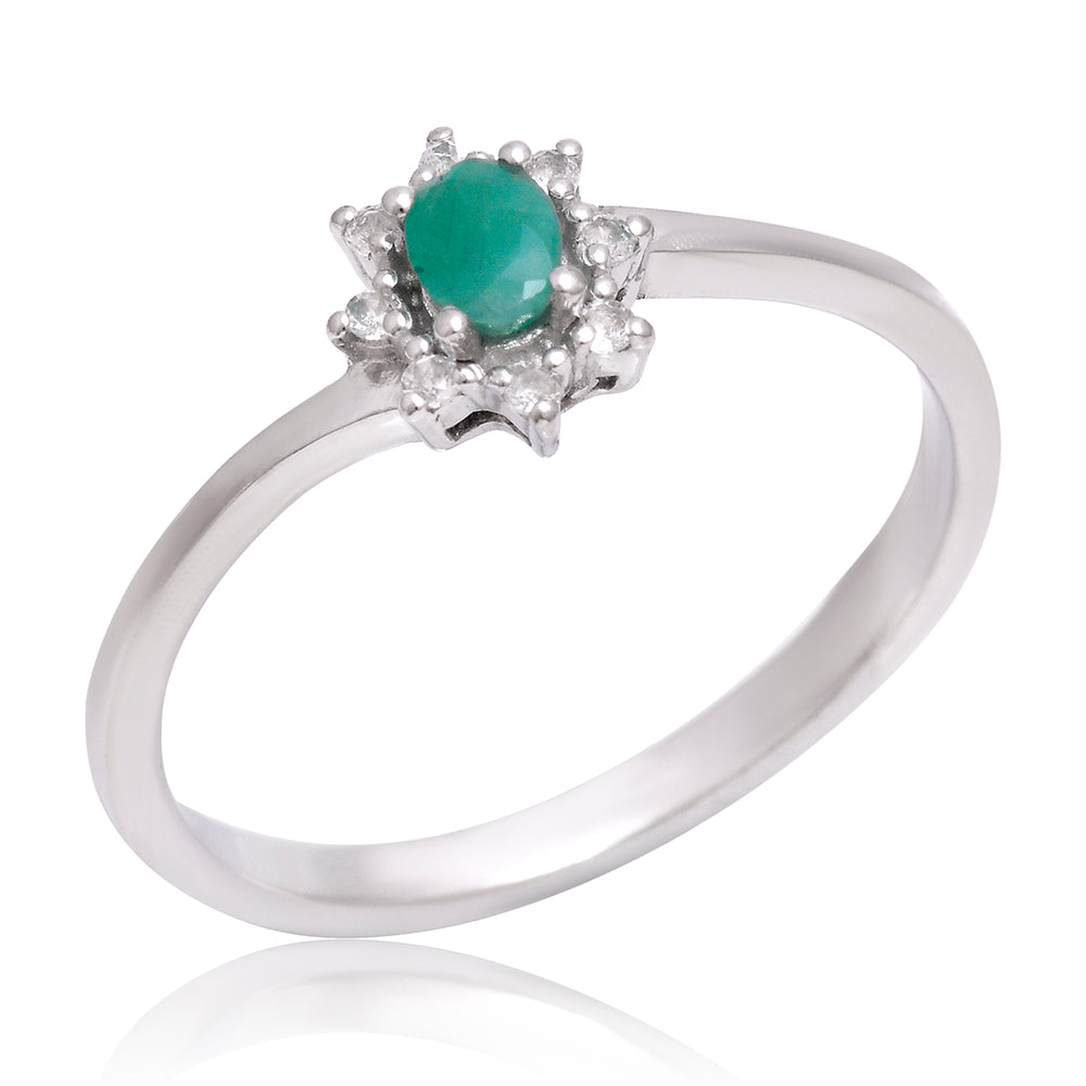 Strieborný Prsteň s Brazílskym Smaragdom a Bielym Topásom