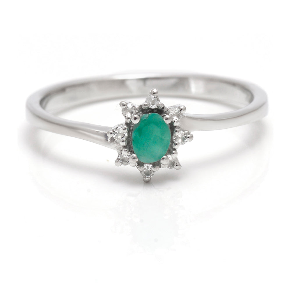 Strieborný Prsteň s Brazílskym Smaragdom a Bielym Topásom 1 