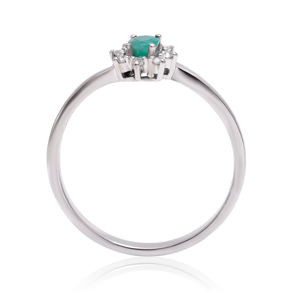 Strieborný Prsteň s Brazílskym Smaragdom a Bielym Topásom 3 