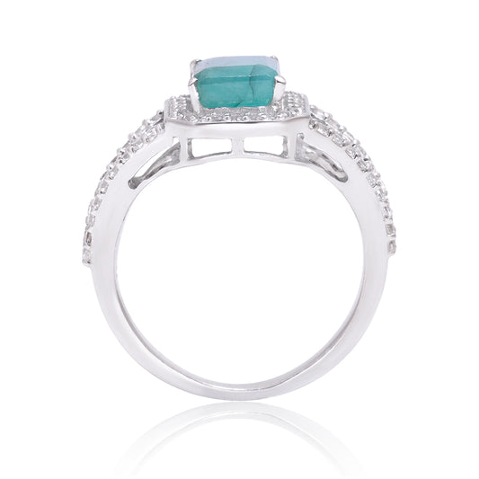 Strieborný Prsteň s Brazílskym Smaragdom a Bielym Topásom