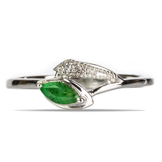 Strieborný Prsteň s Brazílskym Smaragdom a Bielym Topásom