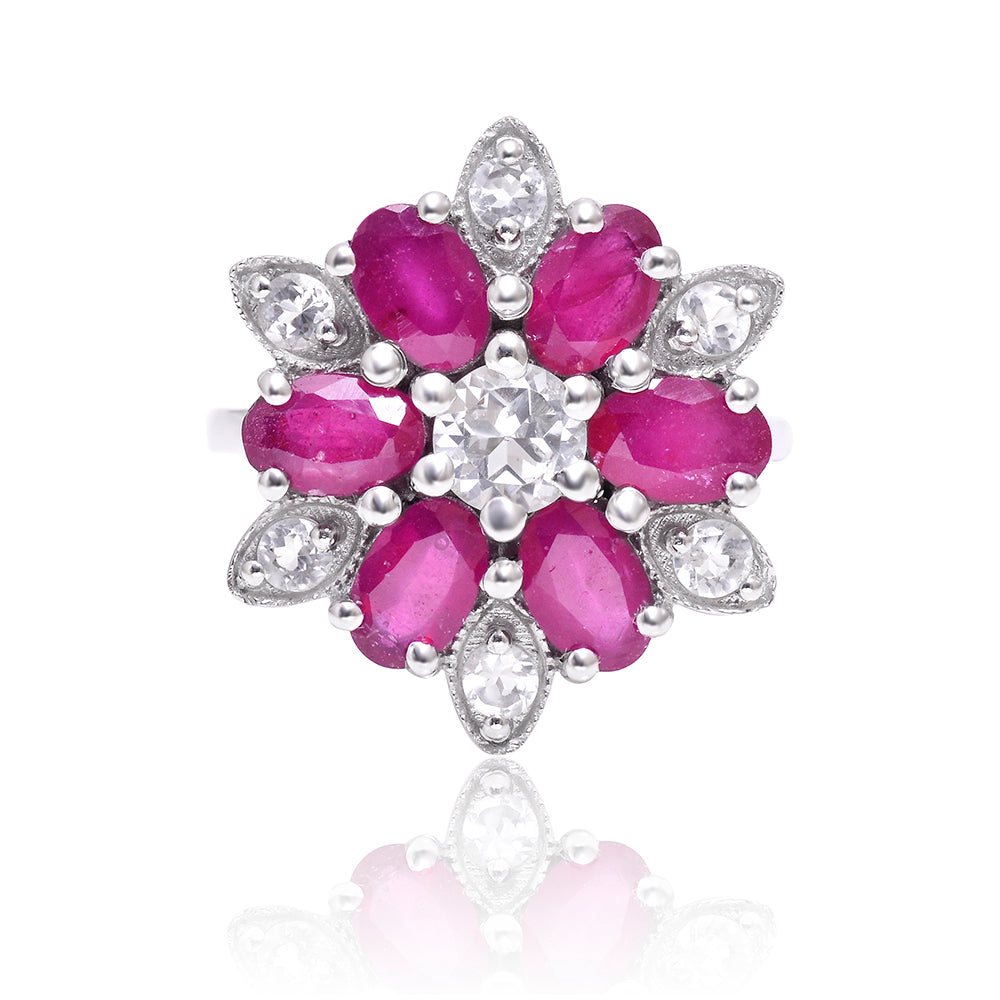 Strieborný Prsteň s Madagaskarským Rubínom a Bielym Topásom 1 