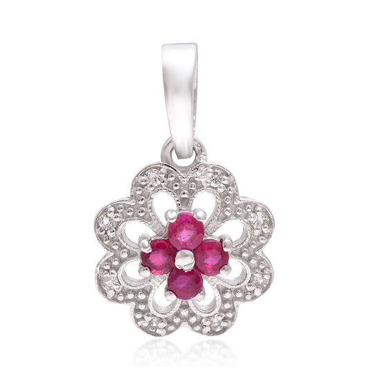 Strieborný Prívesok s Madagaskarským Rubínom a Bielym Topásom