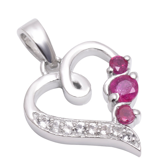 Strieborný Prívesok s Madagaskarským Rubínom a Bielym Topásom