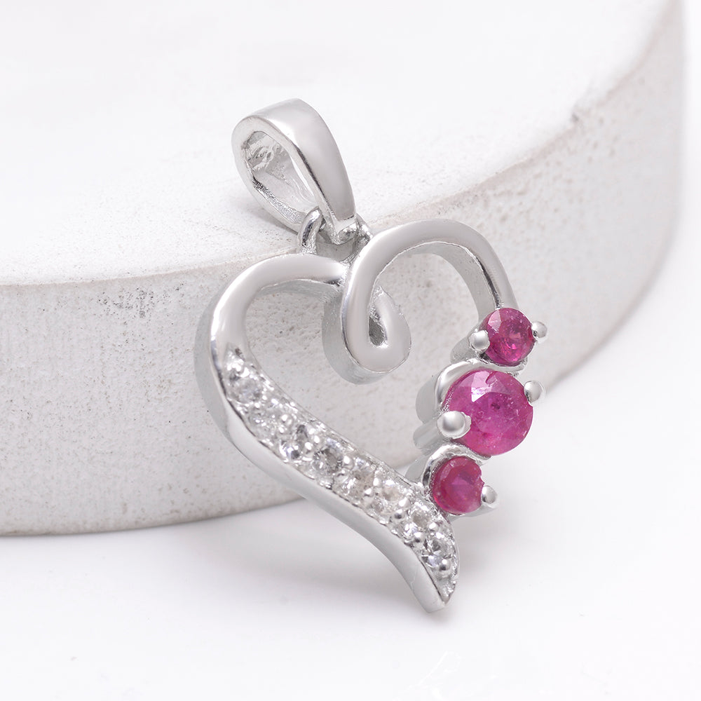 Strieborný Prívesok s Madagaskarským Rubínom a Bielym Topásom 1 