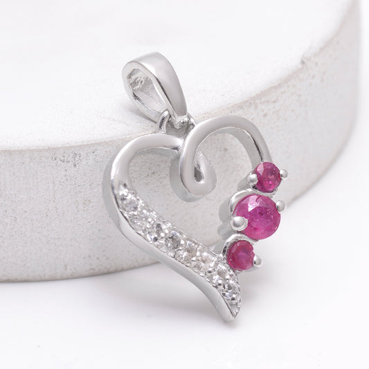 Strieborný Prívesok s Madagaskarským Rubínom a Bielym Topásom
