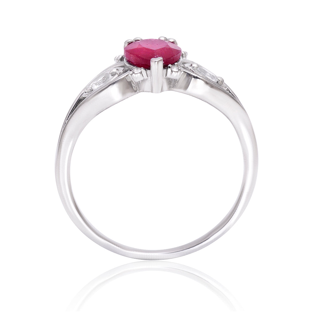 Strieborný Prsteň s Madagaskarským Rubínom a Bielym Topásom 3 