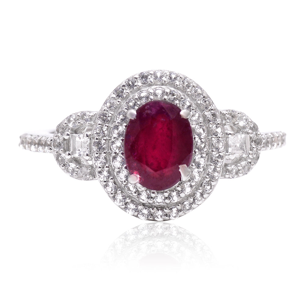 Strieborný Prsteň s Madagaskarským Rubínom a Bielym Topásom 1 