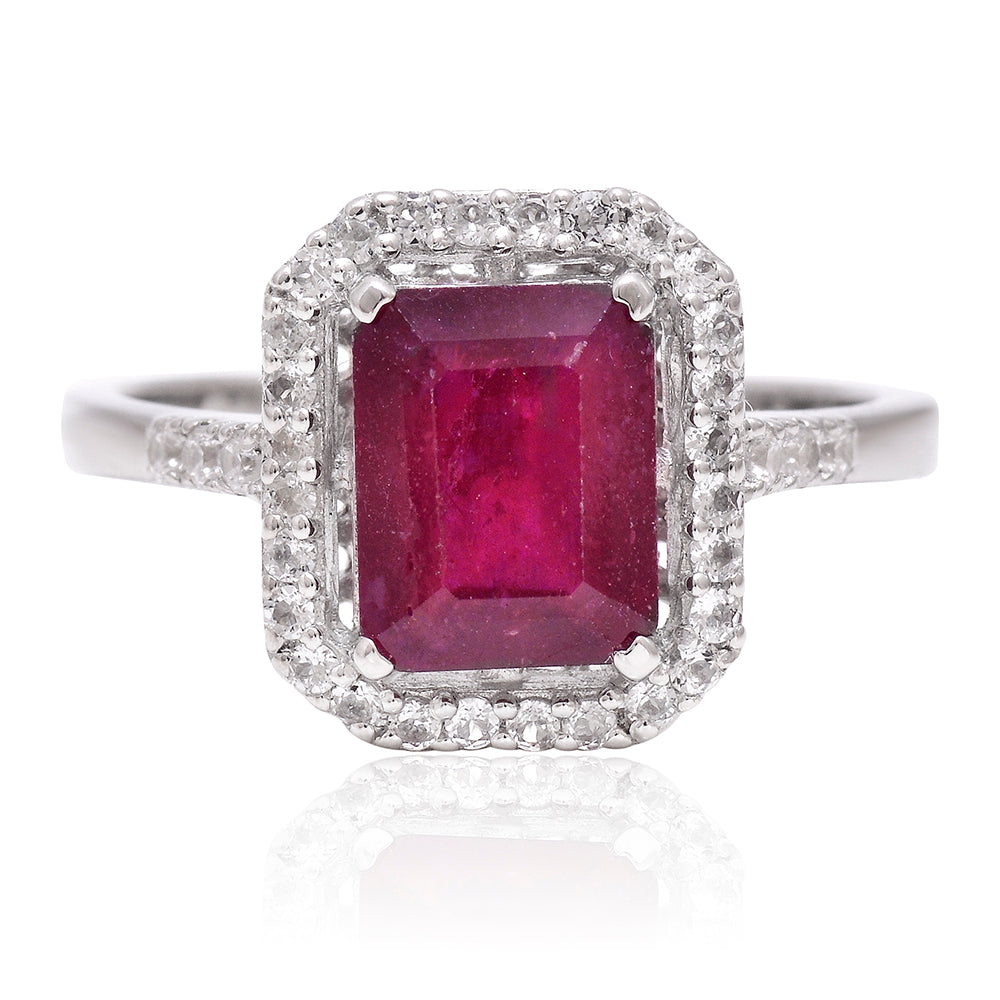 Strieborný Prsteň s Madagaskarským Rubínom a Bielym Topásom 1 