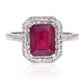 Strieborný Prsteň s Madagaskarským Rubínom a Bielym Topásom