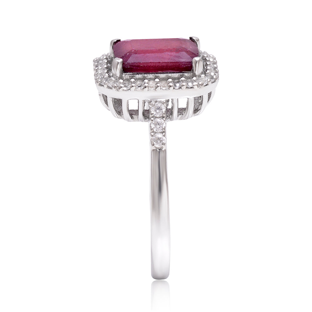Strieborný Prsteň s Madagaskarským Rubínom a Bielym Topásom 3 