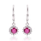 Strieborné Náušnice s Madagaskarským Rubínom a Bielym Topásom