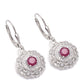 Strieborné Náušnice s Madagaskarským Rubínom a Bielym Topásom