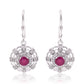 Strieborné Náušnice s Madagaskarským Rubínom a Bielym Topásom