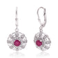 Strieborné Náušnice s Madagaskarským Rubínom a Bielym Topásom