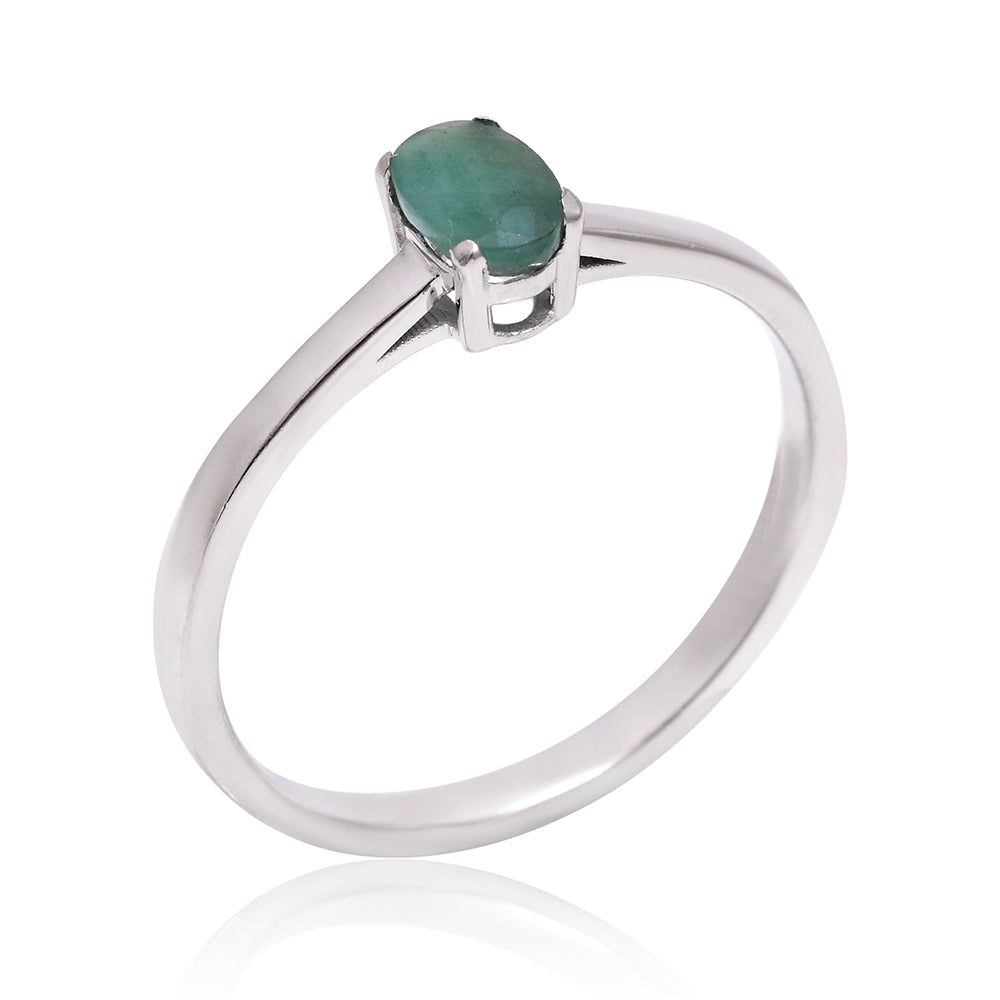 Strieborný Prsteň s Brazílskym Smaragdom 5 