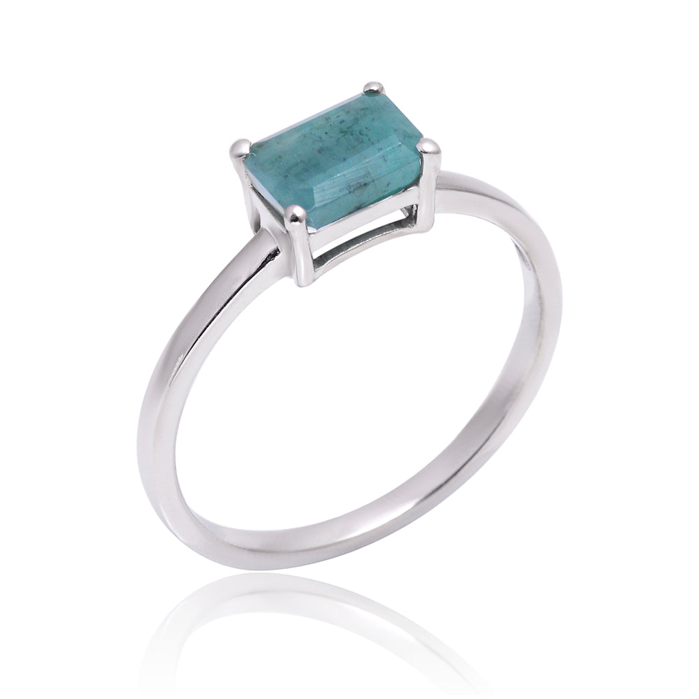 Strieborný Prsteň s Brazílskym Smaragdom 4 