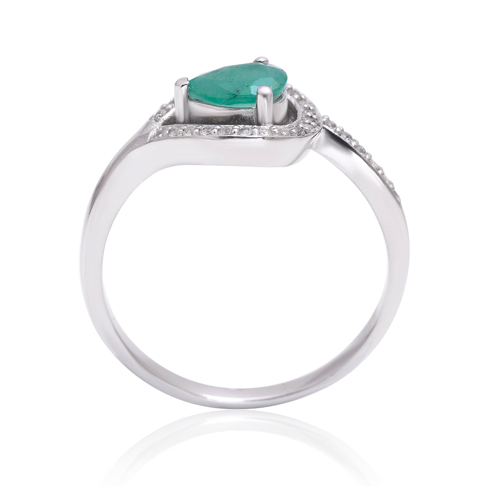 Strieborný Prsteň s Brazílskym Smaragdom a Bielym Topásom