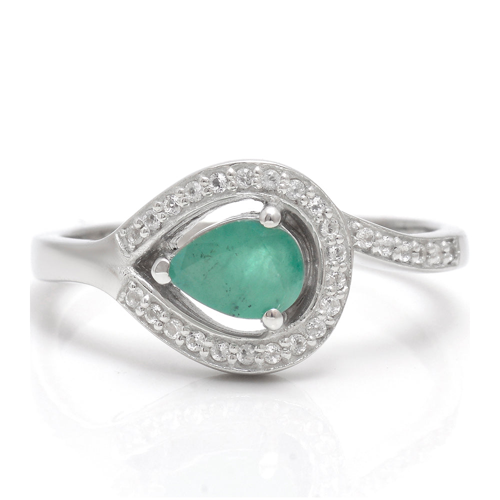 Strieborný Prsteň s Brazílskym Smaragdom a Bielym Topásom 1 