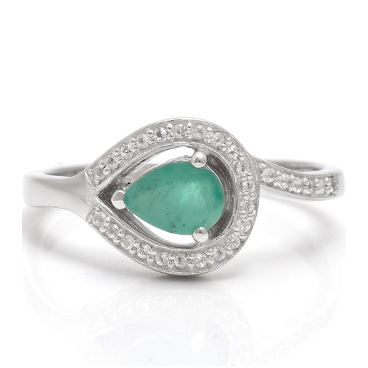 Strieborný Prsteň s Brazílskym Smaragdom a Bielym Topásom
