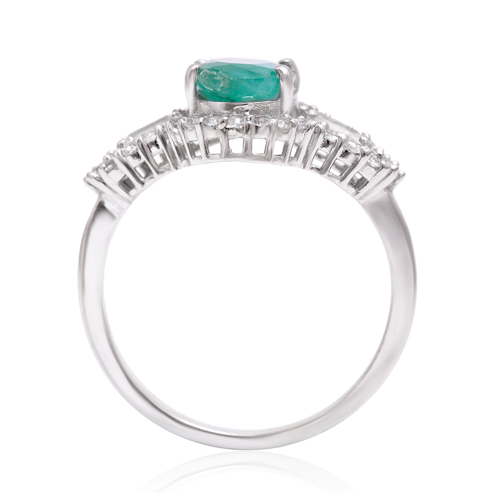 Strieborný Prsteň s Brazílskym Smaragdom a Bielym Topásom 2 