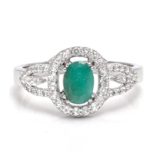 Strieborný Prsteň s Brazílskym Smaragdom a Bielym Topásom