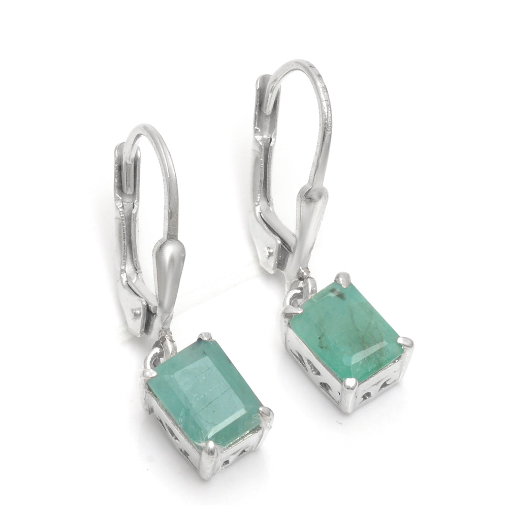 Strieborné Náušnice s Brazílskym Smaragdom