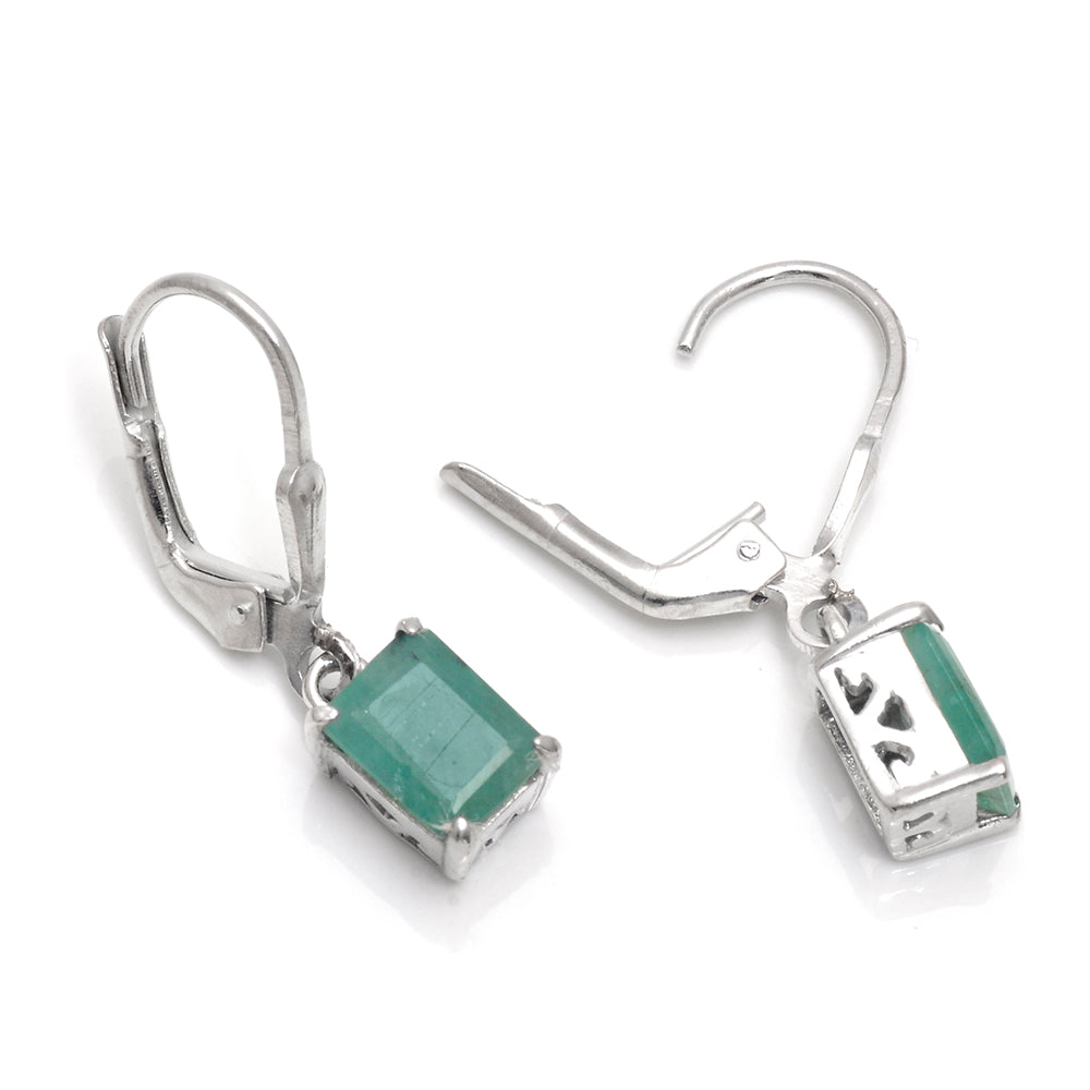 Strieborné Náušnice s Brazílskym Smaragdom