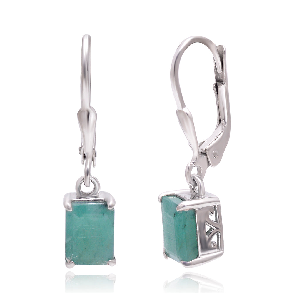 Strieborné Náušnice s Brazílskym Smaragdom 1 