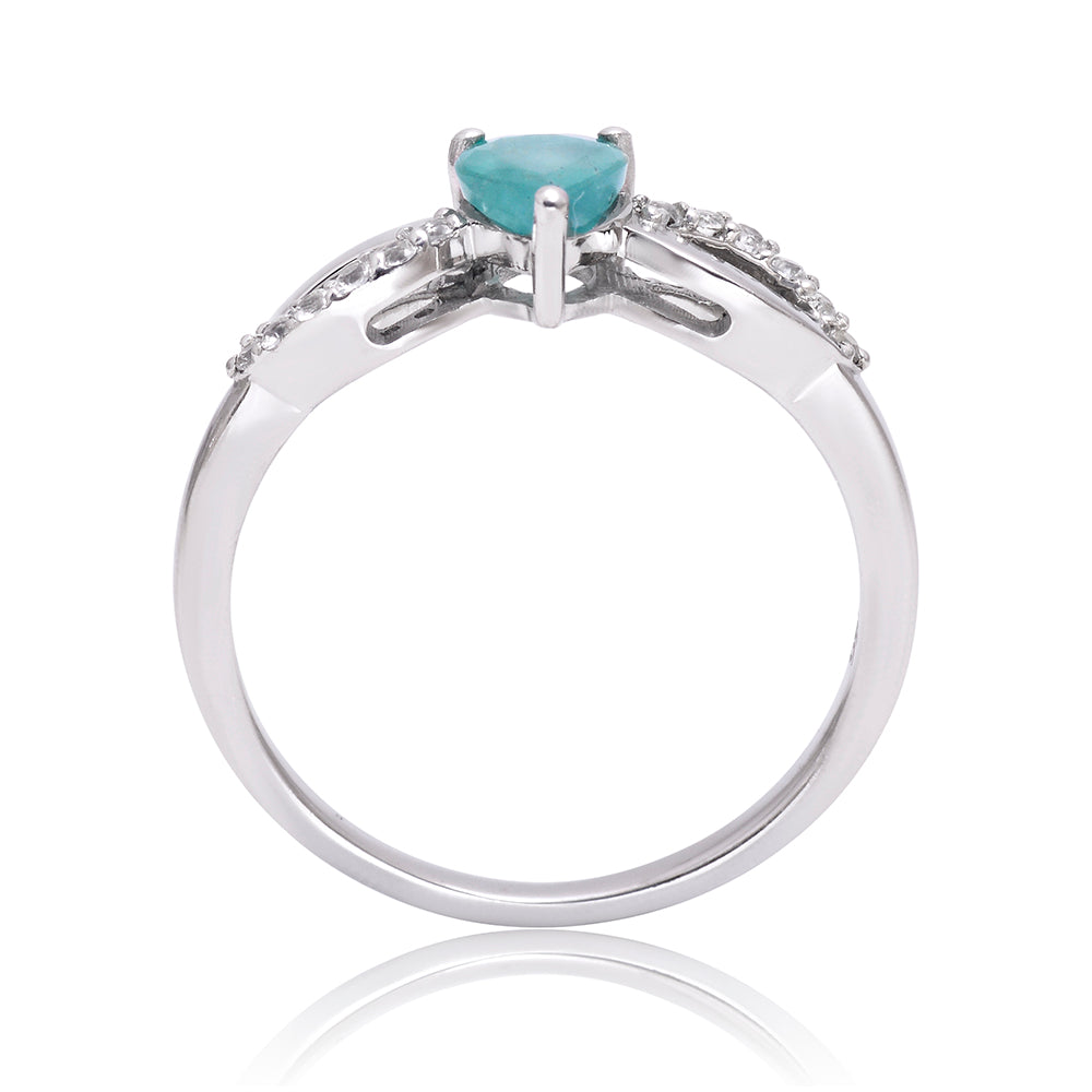 Strieborný Prsteň s Brazílskym Smaragdom a Bielym Topásom 3 