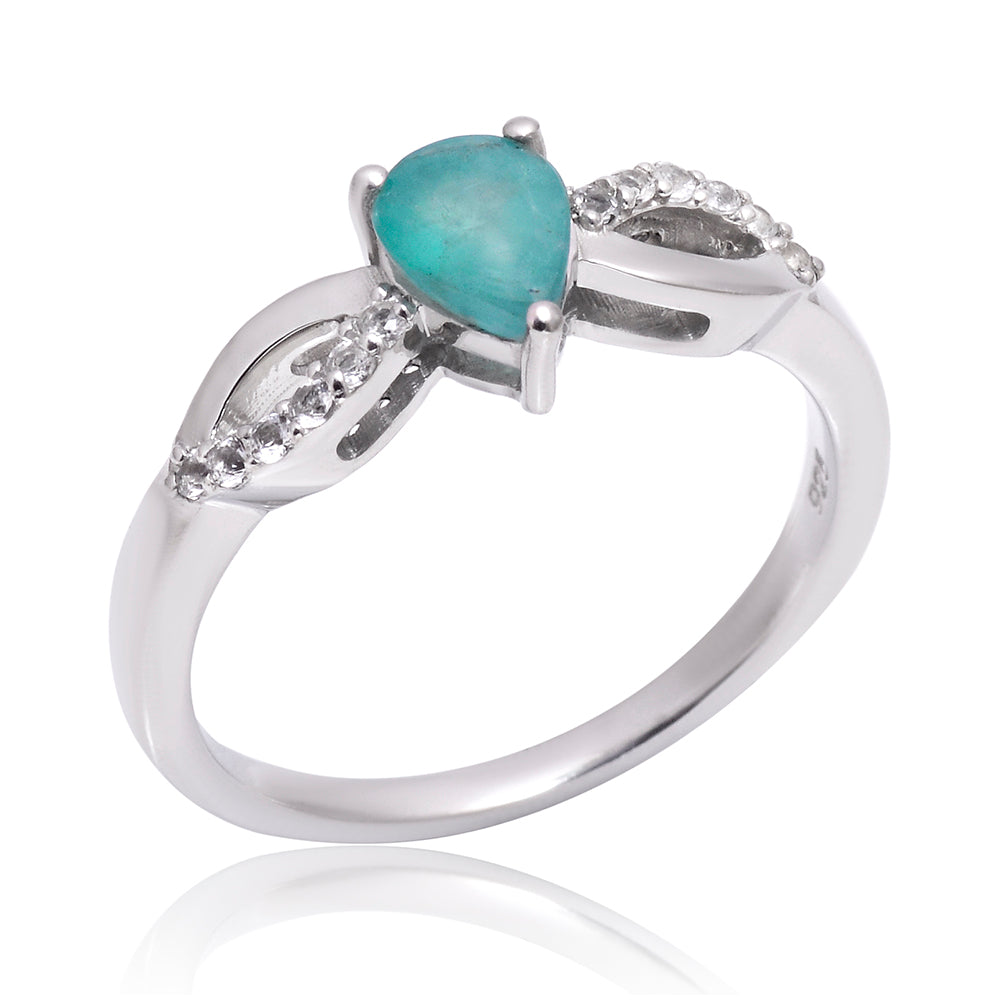 Strieborný Prsteň s Brazílskym Smaragdom a Bielym Topásom 2 