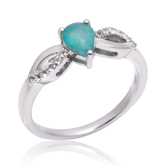 Strieborný Prsteň s Brazílskym Smaragdom a Bielym Topásom