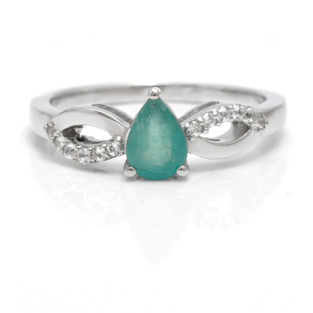 Strieborný Prsteň s Brazílskym Smaragdom a Bielym Topásom