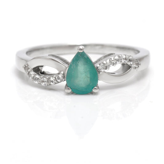 Strieborný Prsteň s Brazílskym Smaragdom a Bielym Topásom